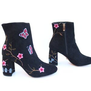 Nanette Lepore Black Embroidered Lilly Booty size 10